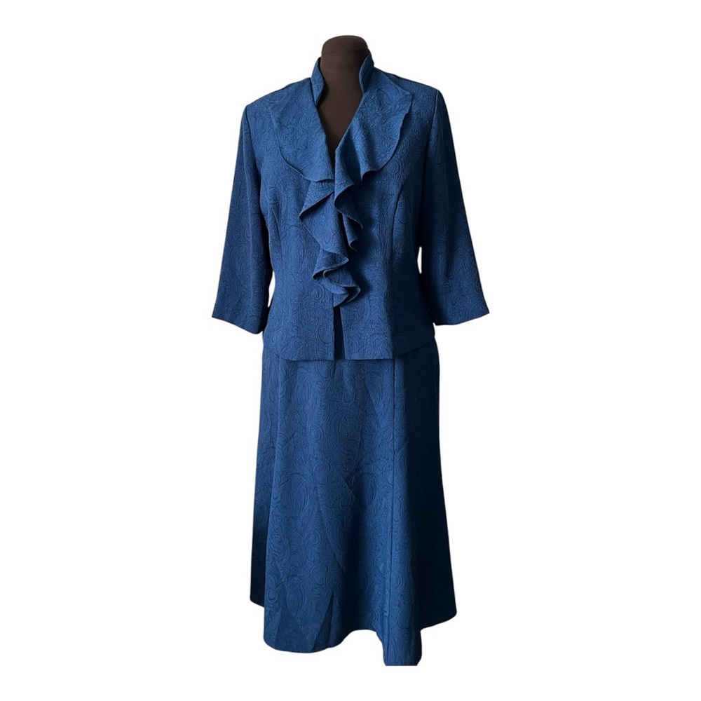 Danny & Nicole Royal Blue Patterned Skirt set / size 14